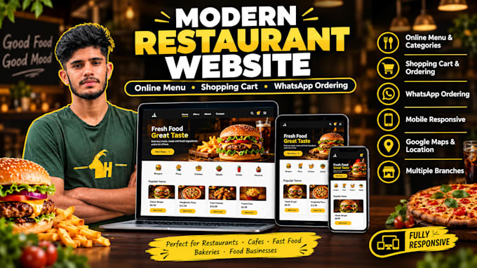 build a restaurant website with online menu and whatsapp ordering