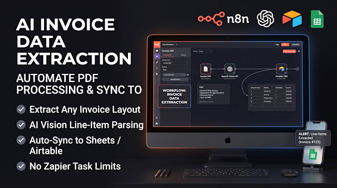 automate PDF invoice data extraction to airtable and sheets with ai