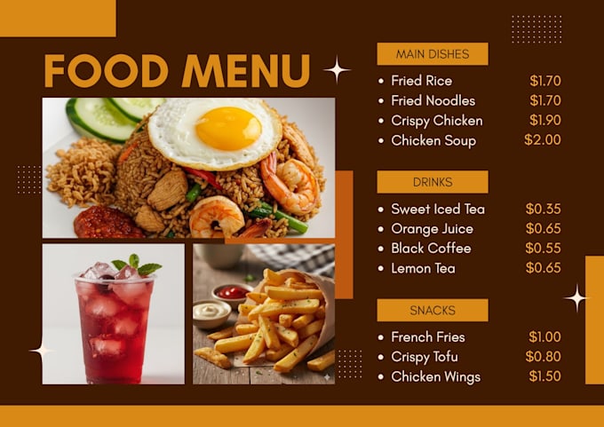 create beautiful food menu restaurant menu board design