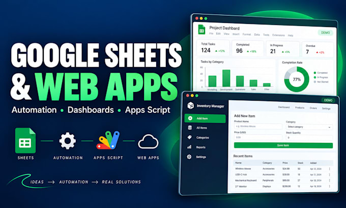 automate google sheets, build dashboards and web apps using apps script