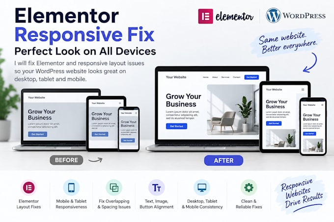 fix elementor responsive and mobile layout issues on wordpress