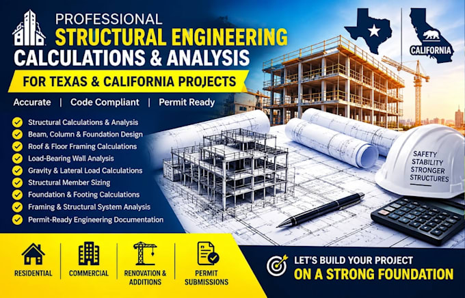be your structural engineer and do structural calculation in texas california