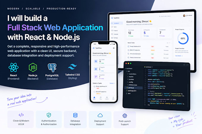 build a full stack web application with react and node