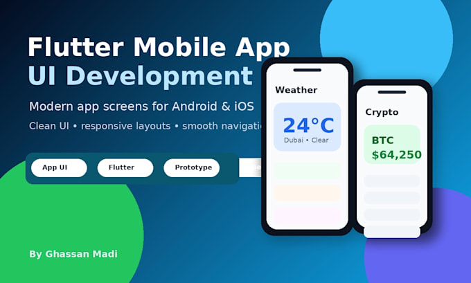 develop a modern flutter mobile app UI