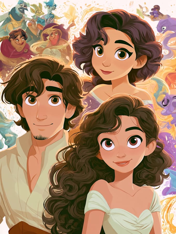 make a disney children cartoon illustration