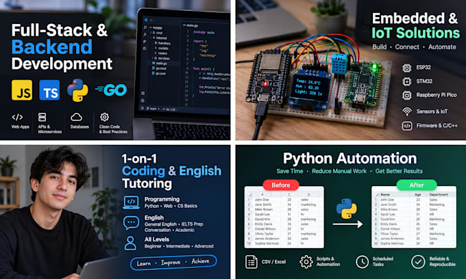 develop your web app or backend API in javascript, typescript, python, or go
