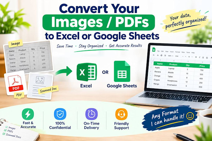 convert PDF and images to excel or google sheets