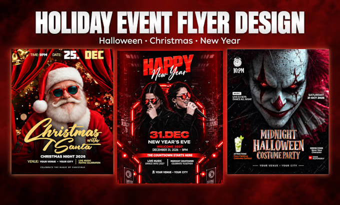 design a holiday event flyer or party poster