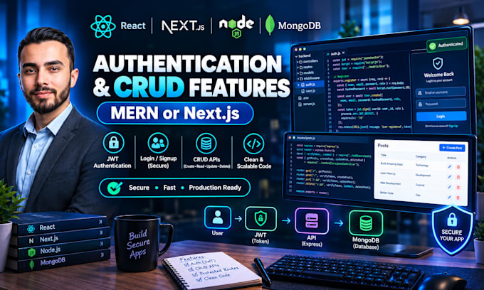 add jwt authentication or crud features to your mern or nextjs app
