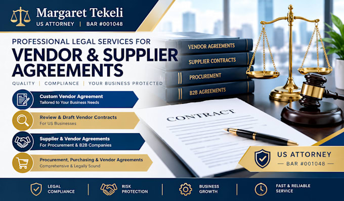 prepare procurement and purchasing vendor agreements as a US attorney