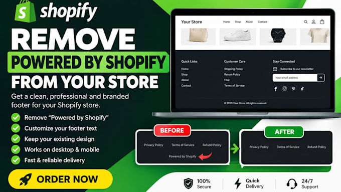 remove powered by shopify from your shopify footer