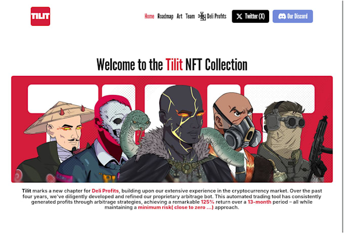 create interactive nft website or nft landing page