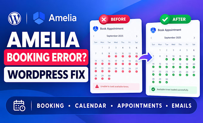 fix wordpress amelia booking plugin appointment calendar error wordpress website