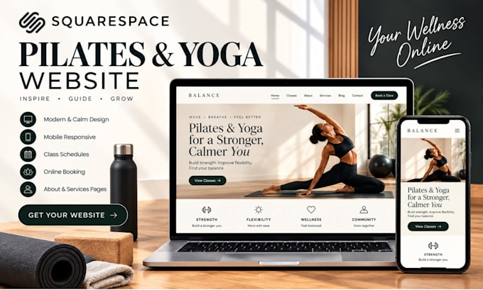 build squarespace pilate studio website yoga class booking website