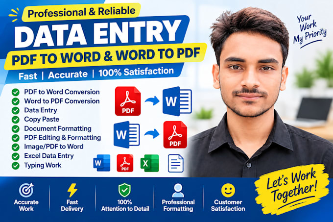 do data entry, PDF to word and word to PDF conversion