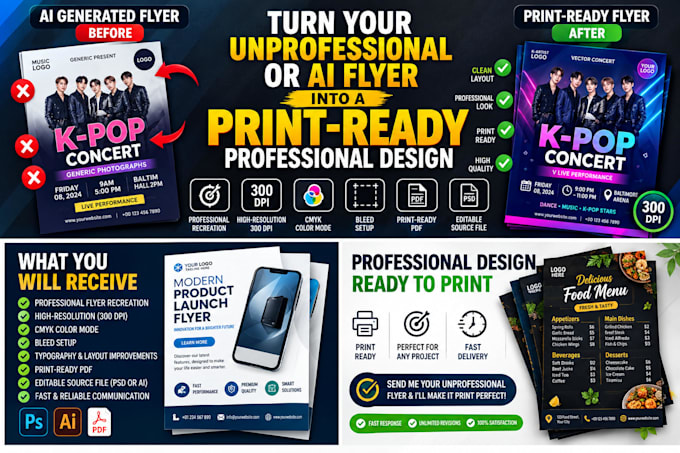redesign your ai generated flyer into a professional print ready design