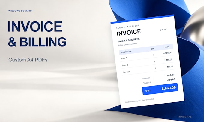 build a windows desktop invoice and billing app with real a4 PDF