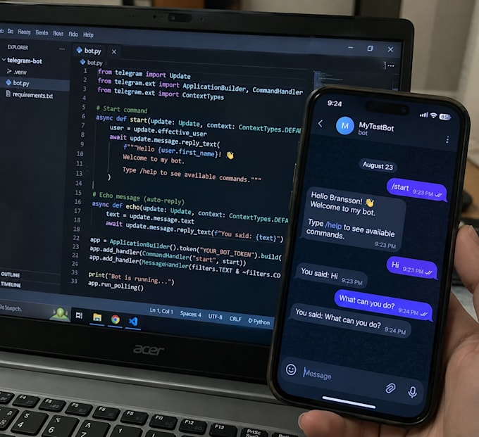 develop a custom telegram bot using python
