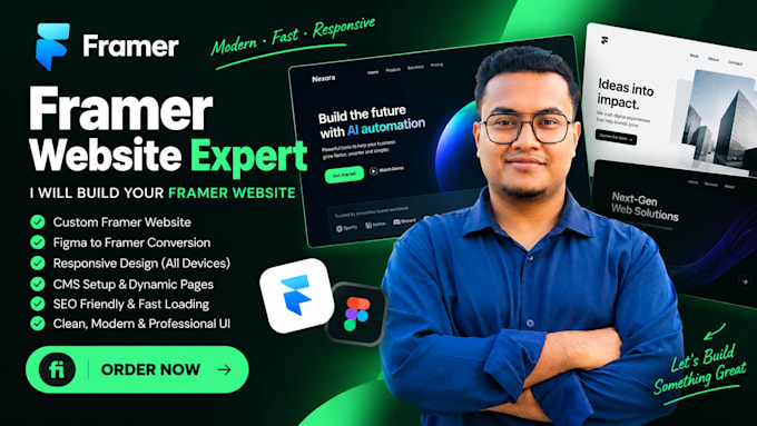 design and develop a modern responsive framer website