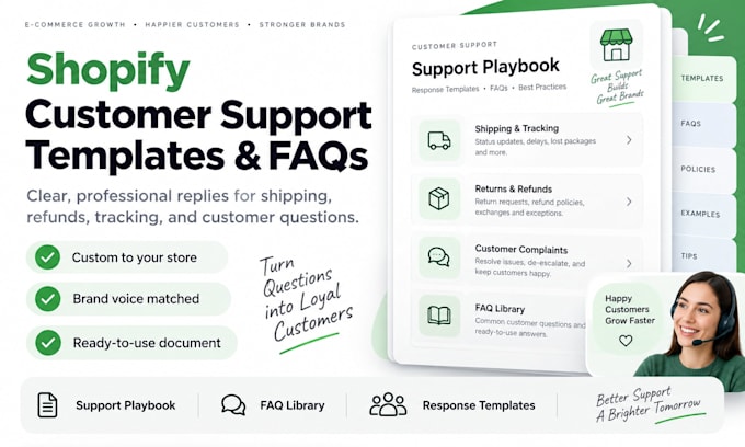 create shopify customer support templates and faqs