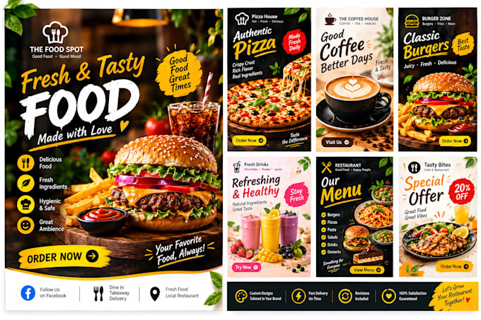 design professional facebook posts for restaurants and cafes