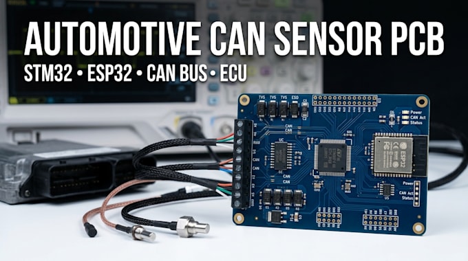 design automotive can bus sensor controller pcb with stm32 esp32