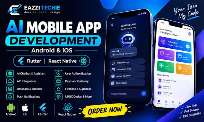 do ai mobile app development flutter native  react wi app development