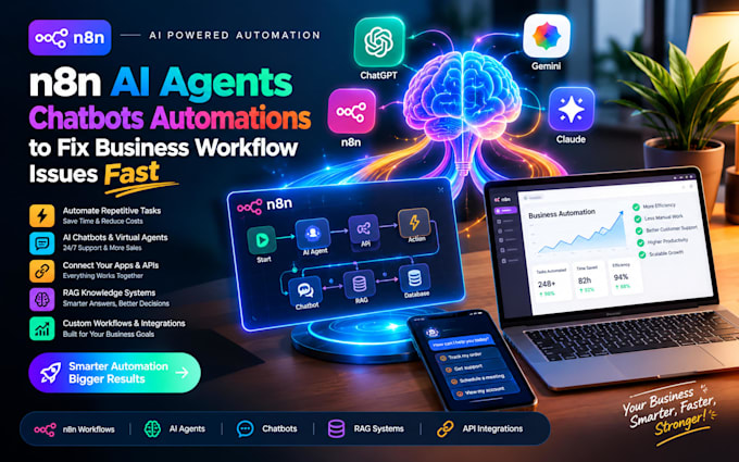 create n8n ai agents chatbots automations to fix business workflow issues fast
