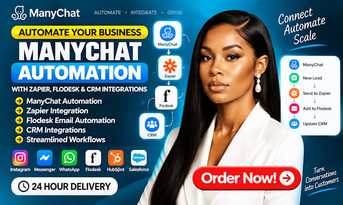 setup manychat automation with zapier and CRM integrations