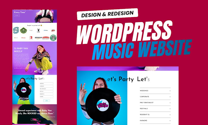 create a music website for dj, podcast website record label website