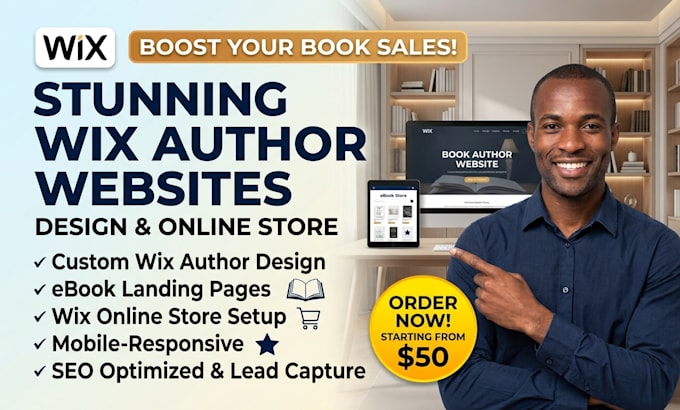 build wix website, book author website, ebook website, wix online store
