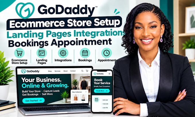 do godaddy ecommerce store setup landing pages integrations bookings appointment