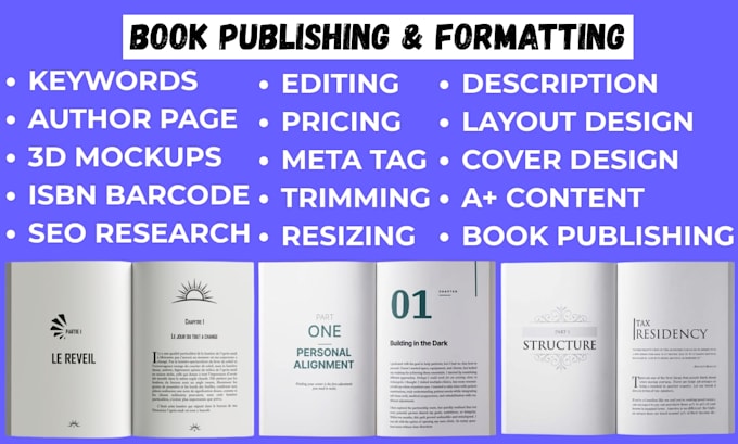 do book layout design, book formatting, kindle ebook format