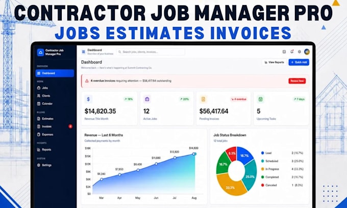 build contractor quote job costing, invoice automation system in excel workbook