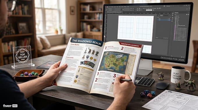 board game rulebook design, ttrpg layout, and instruction manual