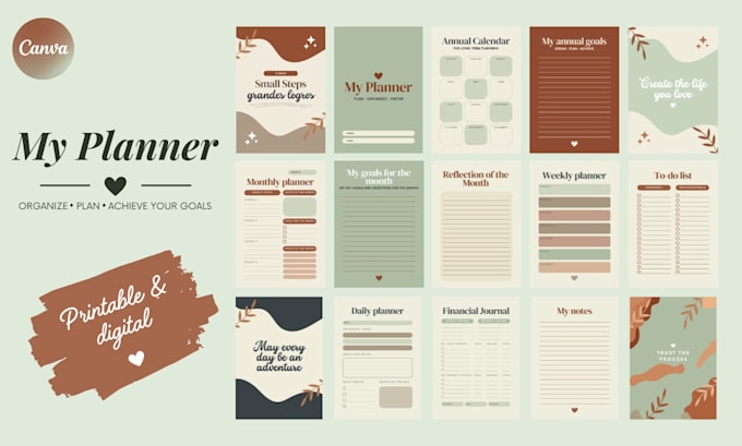 design daily planner, printable planners and journals