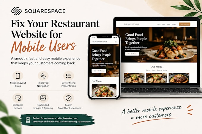 fix your mobile squarespace restaurant website and menu