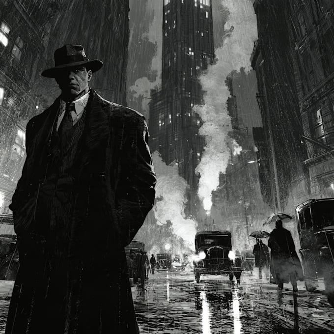 make noir horror and dark comic book illustrations