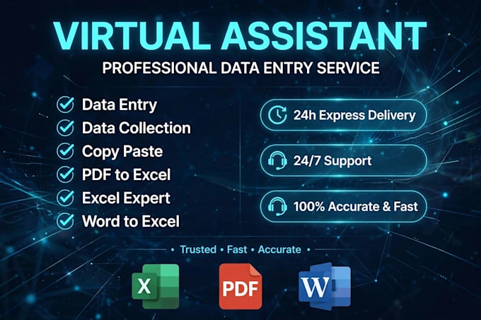 do excel data entry ,data typing ,PDF to excel and copy paste