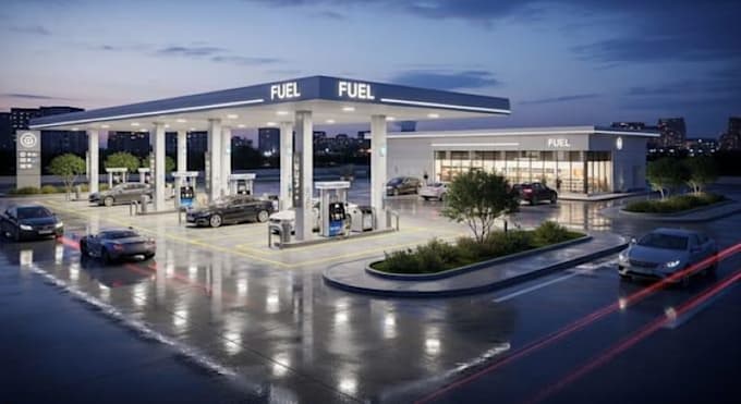 renovate 3d petrol station, fuel station, filling station and gas station