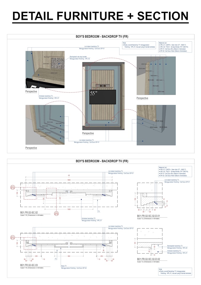 create furniture and interior technical drawings