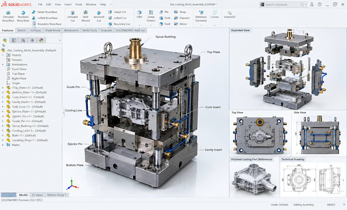 do 3d mold design for die casting, casting die, metal mold, manufacturing