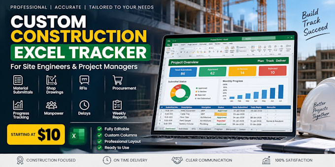 create professional construction excel trackers and dashboards