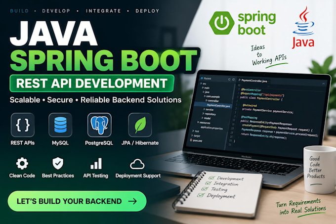 develop a java spring boot backend and rest API
