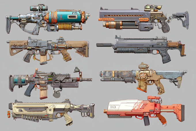 high quality weapon concept art for gaming and more