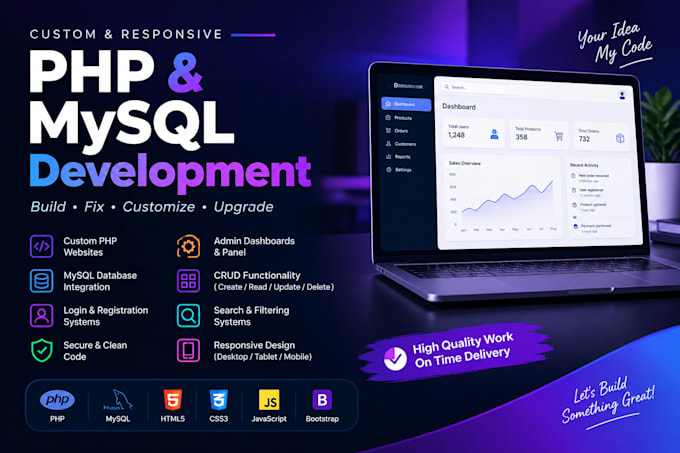 develop a custom PHP website with mysql database
