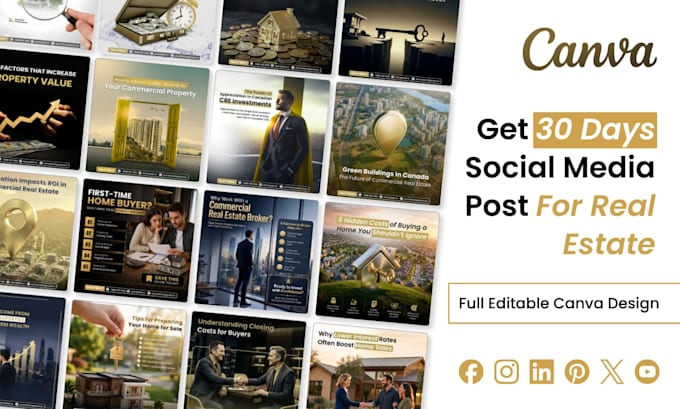 create monthly canva real estate social media post designs