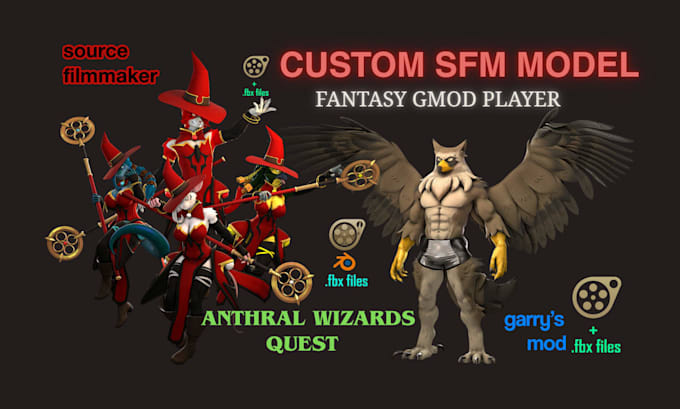 create or edit a custom 3d character model for tf2, gmod, sfm, fnaf character