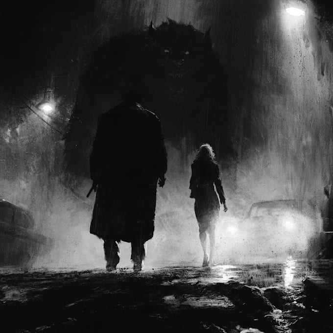 create noir horror and dark comic book illustrations