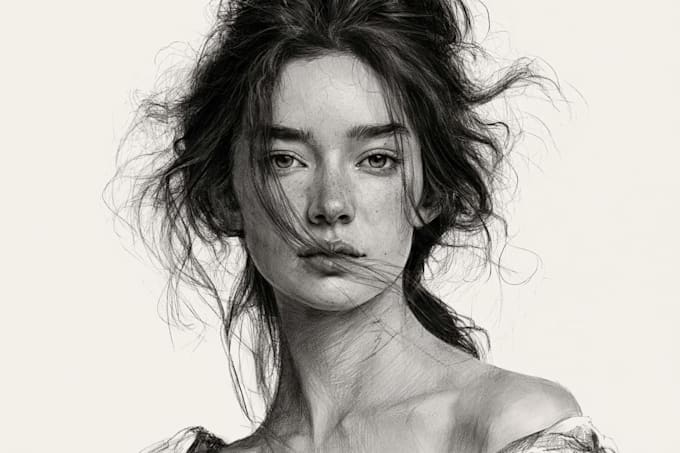 create detailed charcoal pencil sketch artwork for you